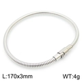 Bracciale a catena serpente in acciaio inossidabile argento lunghezza 170mm e larghezza 3mm - Stile Acciaio (KB180820-KFC)