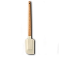 Single cream silicone spatula with wooden handle for baking and mixing cakes - White Large Spatula