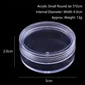 Cylindrical 5cm clear acrylic storage box with screw lid for jewelry and small parts - Individual Round Jar 5x2cm