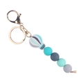 Silicone wristlet keychain with mint green balloon charm and colorful beaded strap - Gray