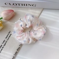 Pink and blue polka dot organza scrunchie with a soft floral design for hair styling - FQ1070E Deep Red Heart Scrunchie