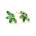 Orecchini a perno in argento S925 a foglia con pietre marquise verdi e oro - Verde
