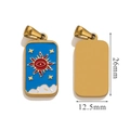 Pendentif tarot en acier inoxydable bleu et or montrant le recto et le verso - Œil de Soleil Bleu Vif