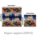 Set of 20 monster truck happy birthday paper napkins in 13-inch and 6.5-inch sizes - Napkins 20 Sheets - Truck Style