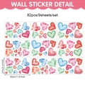 Detailansicht von 82 bunten herzförmigen PVC-Fensteraufklebern im Set aus 9 Bögen - Buntes Herz-Set mit Edelstein-Textur (UV24Y12914AS_T) / 20*30cm