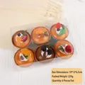 Lot de 6 cupcakes réalistes en PU avec divers fruits décoratifs dans une boîte cadeau - Boîte de Cupcakes Ronds (XMB-21)