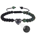 Dettaglio macro della pietra di proiezione 100 lingue e perline di turchese naturale - Bracciale Turchese Africano + Pietra Opaca