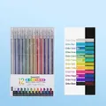 Set of 12 glitter gel pens 1.0mm tip showing metallic dual-color effects on paper - Star Pen - 12 Colors Set (Chinese Version)