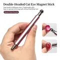 Dual-head cat eye nail magnet tool in matte pink-purple finish for magnetic gel effects - Matte Pink Double Wand + 10mm Ball Magnet