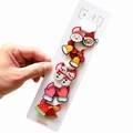 Close-up of kids Christmas hair ties set featuring Santa, snowmen, and festive resin charms - 10-Piece Christmas Hair Tie Collection