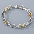 Dettaglio del bracciale bicolore in acciaio inossidabile con chiusura a moschettone - Bracciale 20CM / Acciaio e Oro