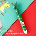 Christmas themed 10-color retractable ballpoint pen with a green reindeer topper - 10 Colors Green Reindeer