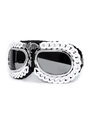 Steampunk silver metal sports goggles with dragon ornament and white chain decor - Grey Lens White Chain Sword