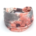 Bohemian style pink and grey tie-dye wide elastic cotton sports headband for women - 64-Pink Gray Tie Dye