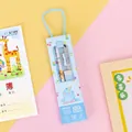 Light blue 5-in-1 school stationery set including pencils, ruler, eraser, and sharpener - Blue Dinosaur