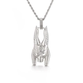 Silver Anubis head pendant with twist chain made of polished stainless steel - Silver Anubis Head (KP94210)