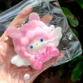 Cute pink 3D cat character toy with pearls and bow detail in a clear package - Angel Lamb