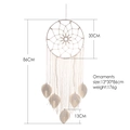 Detail of bohemian woven dream catcher showing dimensions 13x30x86cm and tassel texture - Iron Ring 30cm - Tassel Style