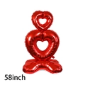 Red heart-shaped foil balloon with stable base for wedding decor, 58 inch size - Standing Connected Hearts Red