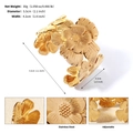 Adjustable golden floral stainless steel cuff bracelet with vintage embossed carvings - Vintage Relief Floral Style (BS-J5556G)