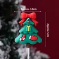 Christmas tree cake toppers with red bows and gift patterns, 10 pieces pack for baking decoration - Soft Glue Bow Christmas Tree 10Pcs