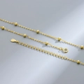 Adjustable S925 sterling silver beaded choker necklace in elegant gold plating finish - 3mm Bead Cable Chain / Gold