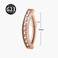 Rose gold G23 titanium belly ring with white round zirconia and 1.6mm curved barbell - 1.6x10mm / Rose Gold + White Zirconia
