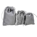Gray velvet drawstring jewelry pouches set in small medium and large sizes - Small (8×9.8cm) / Gray