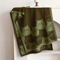 Niedlicher grüner Cartoon-Katzenmuster dicker Kaschmir-Pashmina-Schal für Damen - 185cmx65cm / Grün
