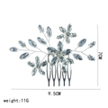 Detail shot of silver bridal hair comb with crystal leaves measuring 9.5cm by 7cm - H-3037 Silver