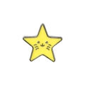 Cute yellow star enamel pin badge featuring a cartoon cat face and silver alloy edges - Star