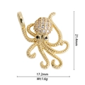 Detailed macro view of gold octopus pendant with cubic zirconia, size 21.4mm by 17.2mm - DZ-3017 Octopus with Zircon