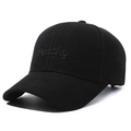 Cappellino da baseball nero in cotone con ricamo Peachy e visiera curva in vista laterale - Regolabile / Nero con ricamo nero