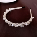 Elegante zilveren mesh haarklem met grote hartvormige edelsteen en ronde parels - 41# Hoofdband-Zilver-Strass
