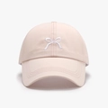 Pink ponytail baseball cap with delicate white bow embroidery for women - Light Pink