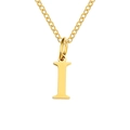 Polished gold initial I pendant necklace in stainless steel with elegant cross chain - Letter I / Gold