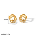 Polished 18k gold hollow flower earrings with white zircon accents for women - Flower Style (TE6898-FW)