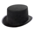 Klassischer schwarzer Filzzylinder mit hoher Krone und gesteppter Krempe für Steampunk-Cosplay - Klassischer Retro-Stil / Schwarz (Einfarbig Vlies)