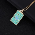 Collana tarocchi vintage dorata con ciondolo cuore in smalto turchese e luna - 05-Pianeta Cuore Turchese