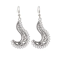 Boucles d'oreilles vintage en argent vieilli avec fleurs évidées et style bohème ethnique - Argent Antique Oxydé (10907)