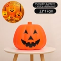 Orange voice-controlled Halloween pumpkin lantern with jack-o-lantern face, 23x17cm size - 23*17cm / Sound Activated