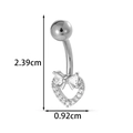 Silver belly button ring with heart pendant and zircon bow detail, 2.39cm height - Hollow Heart Bow - Silver (0198-6#银)