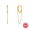 Classic S925 sterling silver gold-plated chain link hoop earrings with professional finish - #3 Gold/Hoop Chain Style