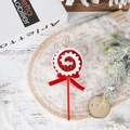Macro view of Christmas lollipop ornament with red white glitter spiral and velvet bow - Red 15cm Spiral Lollipop / 1 Piece