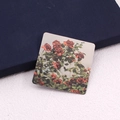 Detailed view of square jewelry card with vintage red rose floral print for earrings - Floral Sea Series No. 3 - Vintage Red Rose