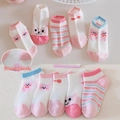 Mesh breathable summer socks set for toddlers featuring cartoon bears and stripes - Mesh Pink Bear / 3-5 Years (Feet length 13-15cm)