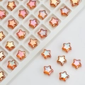 Macro view of 8mm orange iridescent star glass beads for DIY jewelry making - Wine Red Plated