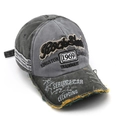 Vintage 1969 baseball cap in grey and black washed canvas with distressed embroidery - Grey & Black (E)
