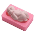 Molde de silicona rosa con figura detallada de bebé durmiendo para fondant de tarta - Estilo 2