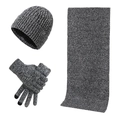 Winter-Strickset in Melange-Grau mit Touchscreen-Handschuhen, Schal und Strickmütze - Malt Grau (Ohne Etikett)